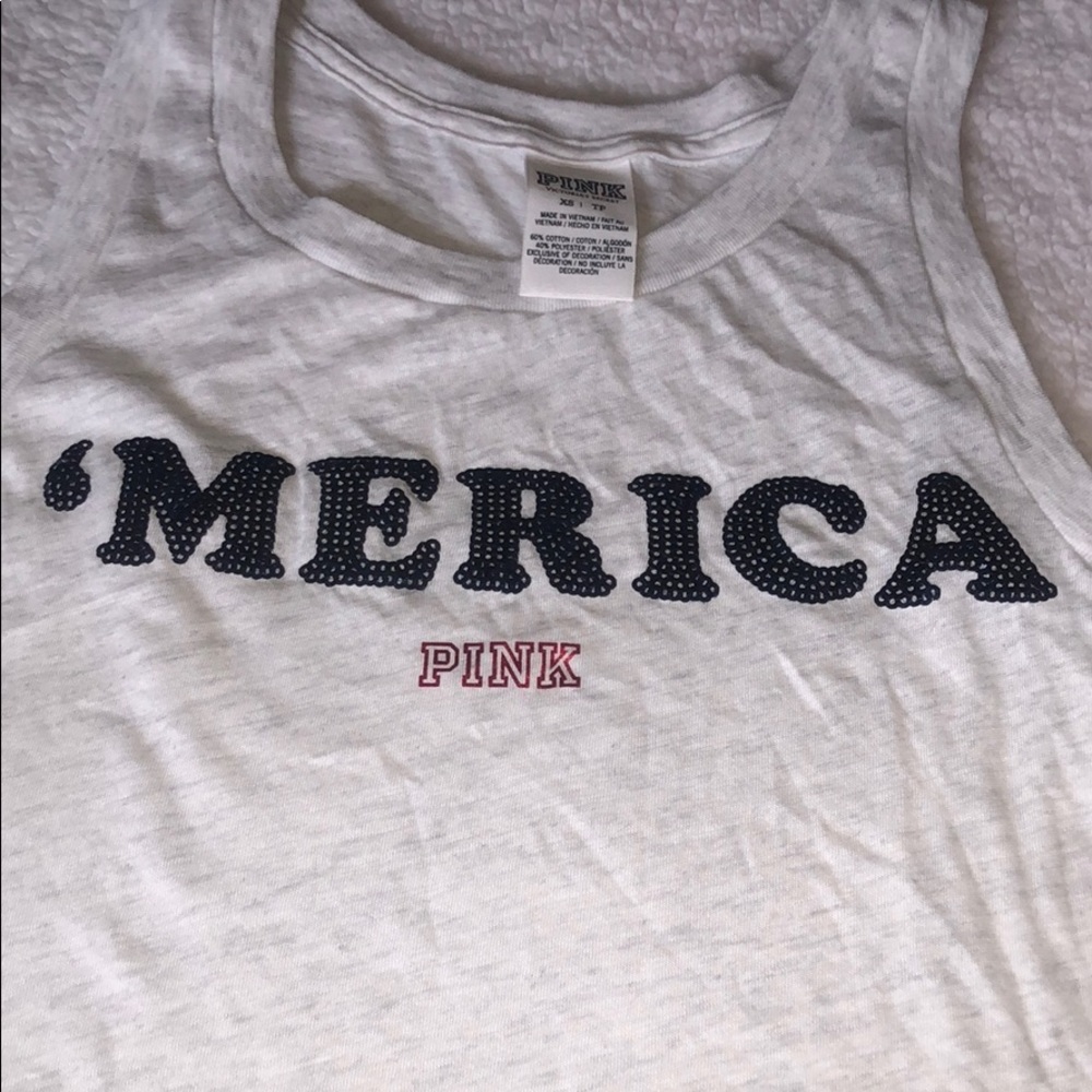 NEW VS PINK ‘Merica Heathered Americana Tank XS